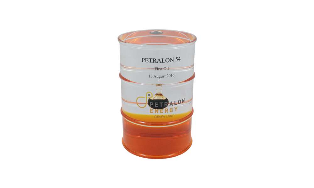 Custom Acrylic Team Award with Embedded Oil Vial